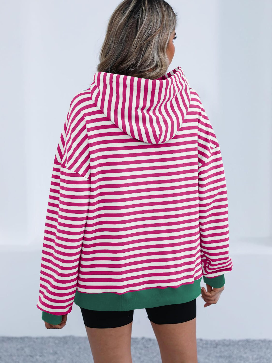 Drawstring Striped Long Sleeve Hoodie – product image 17