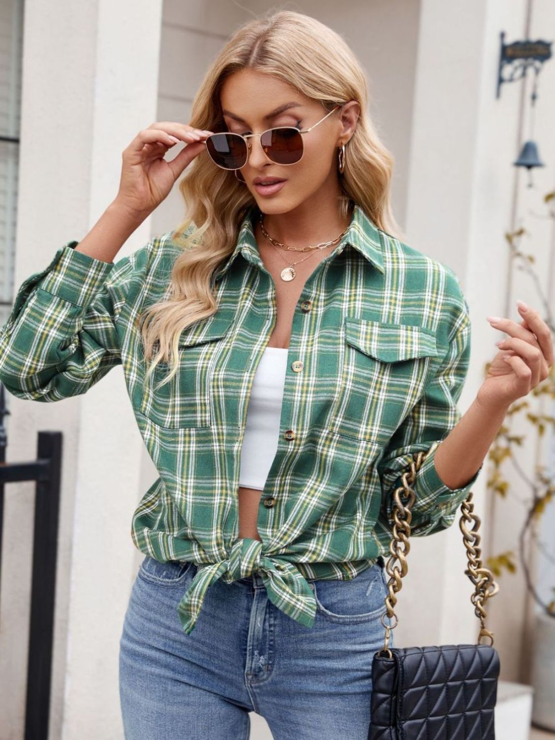 Plaid Button Up Long Sleeve Shirt – product image 7