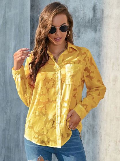 Full Size Collared Neck Long Sleeve Shirt Plus Size – product image 11