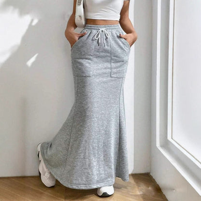 Pocket Drawstring Midi Skirt Women's Clothing