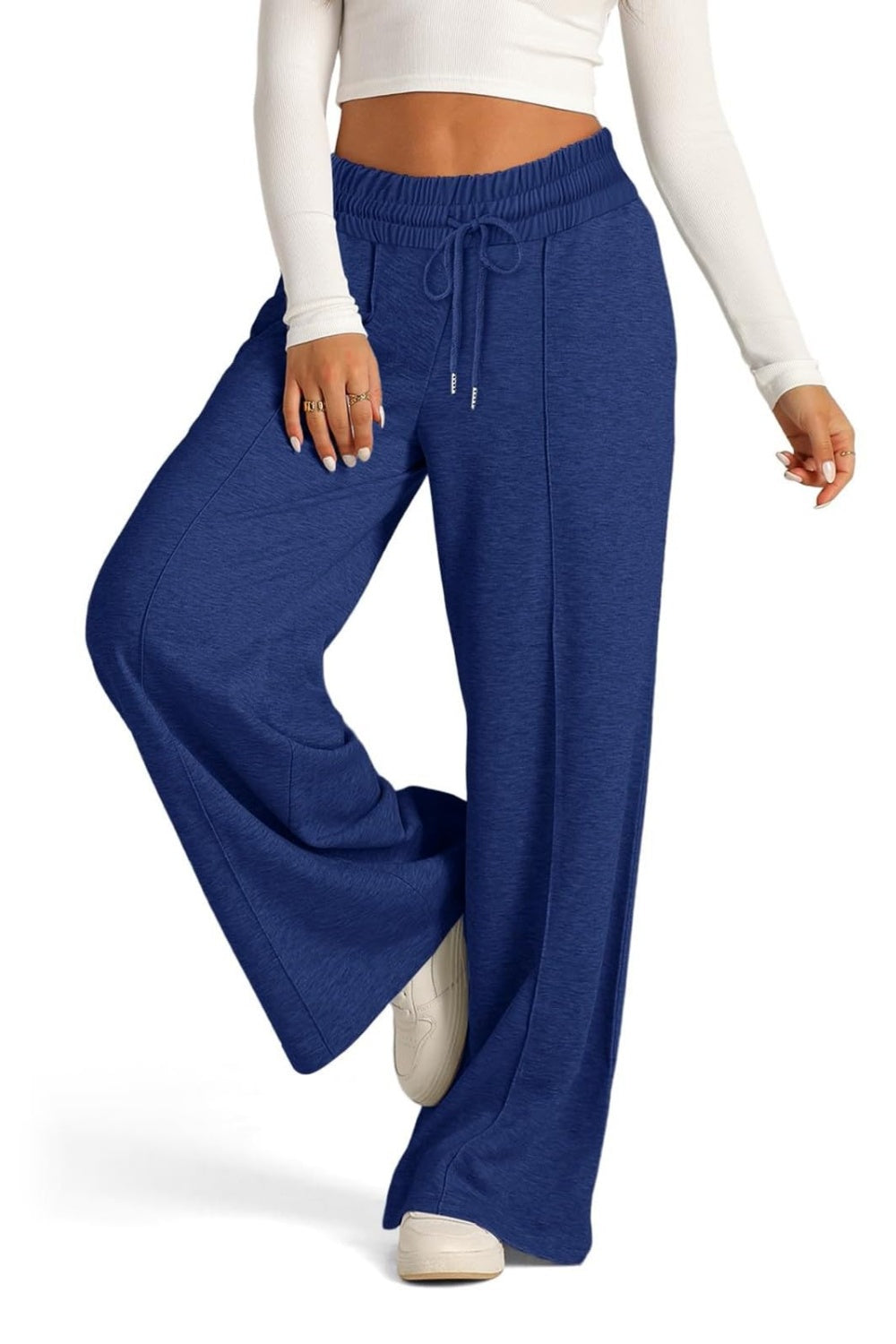 Drawstring Elastic Waist Wide Leg Pants – product image 6
