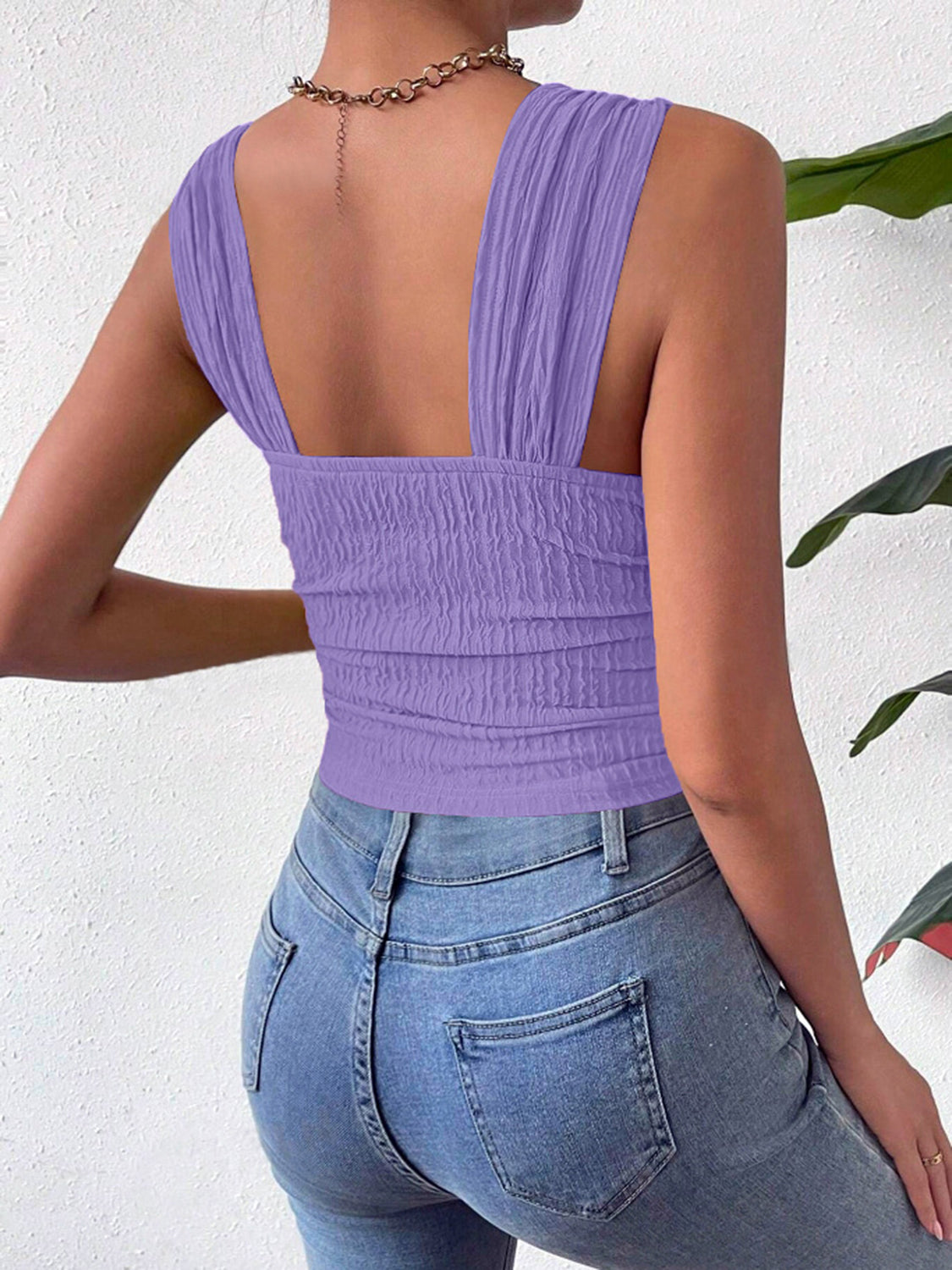 Textured Square Neck Wide Strap Tank – product image 32
