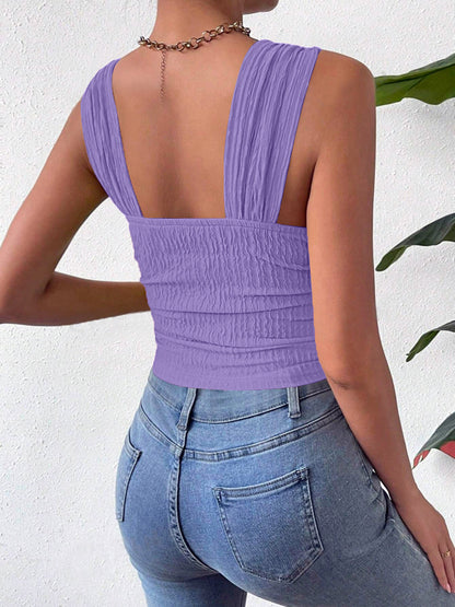 Textured Square Neck Wide Strap Tank – product image 32