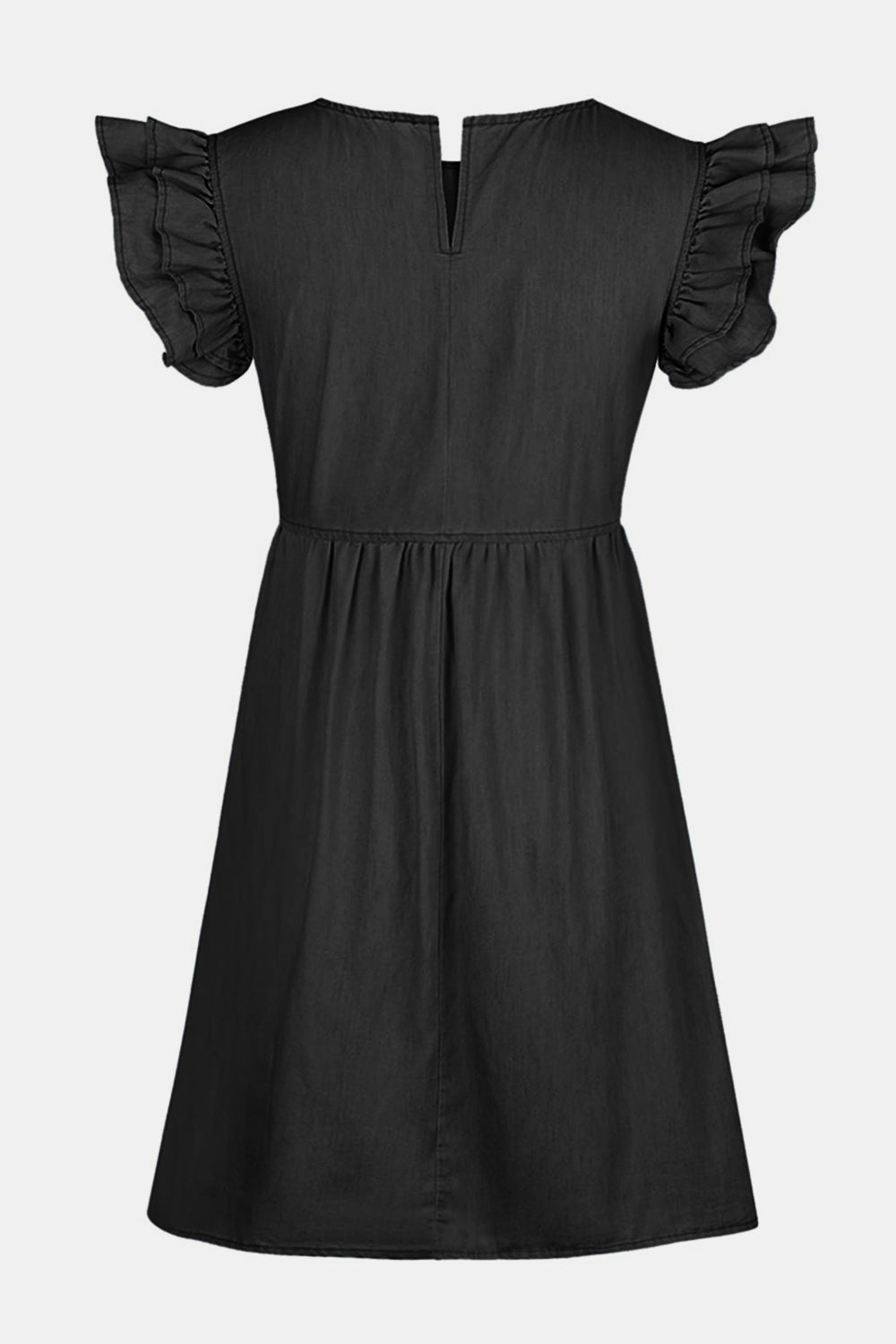Full Size Ruffled Round Neck Cap Sleeve Denim Dress – product image 9
