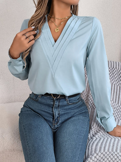 V-Neck Long Sleeve Blouse – product image 6