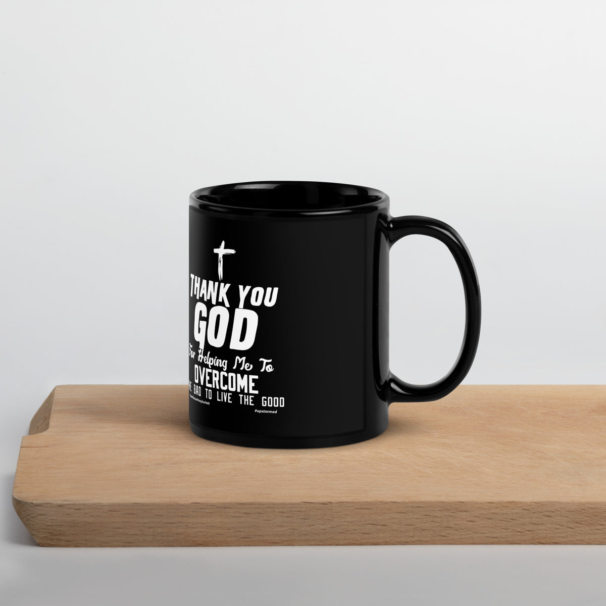 Thank You God Upstormed Black Glossy Mug