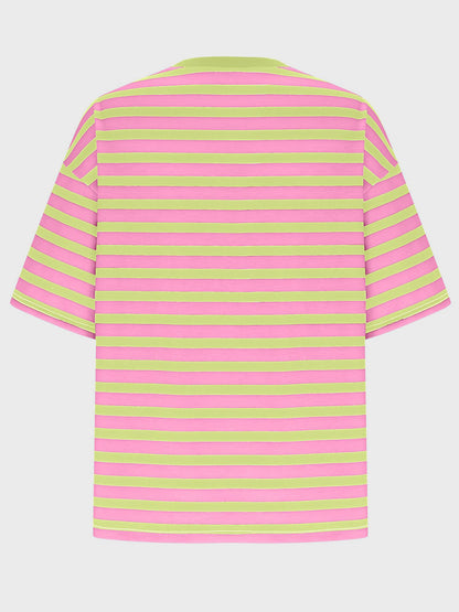 Striped Round Neck Half Sleeve T-Shirt