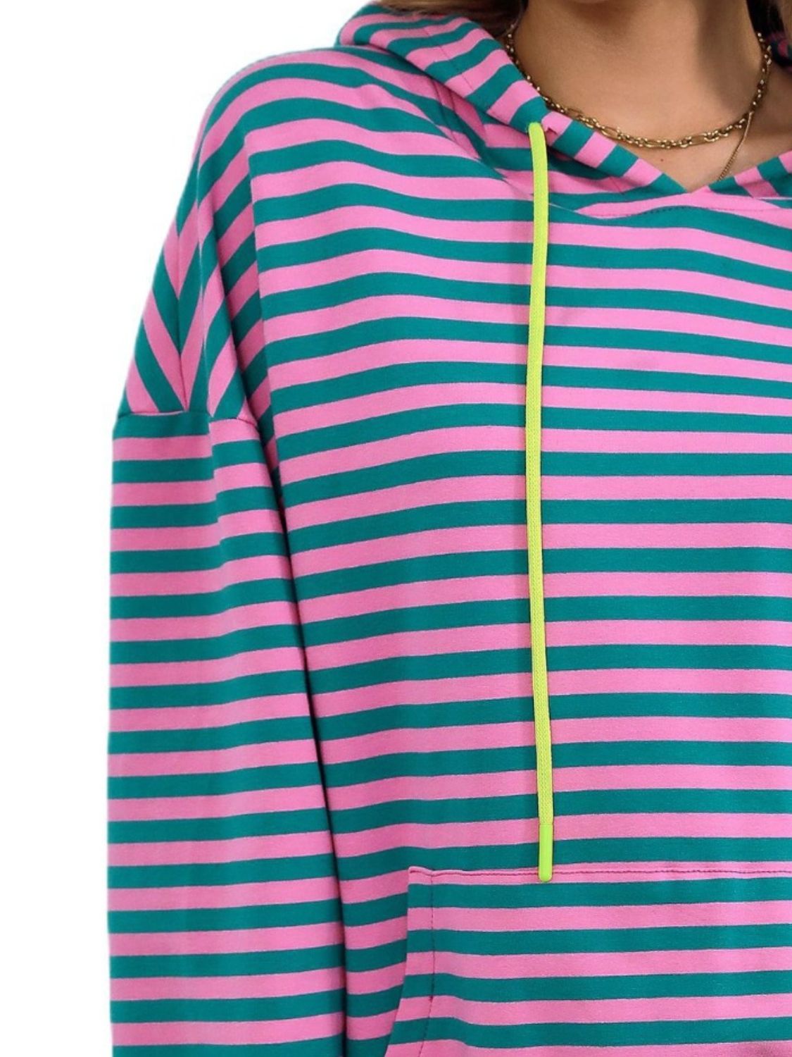 Drawstring Striped Long Sleeve Hoodie – product image 6