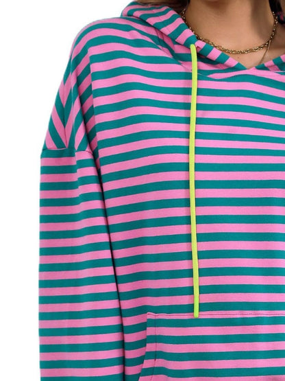 Drawstring Striped Long Sleeve Hoodie – product image 6