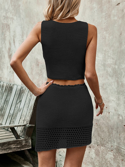 Button Up Sleeveless Top and Drawstring Skirt Set – product image 10