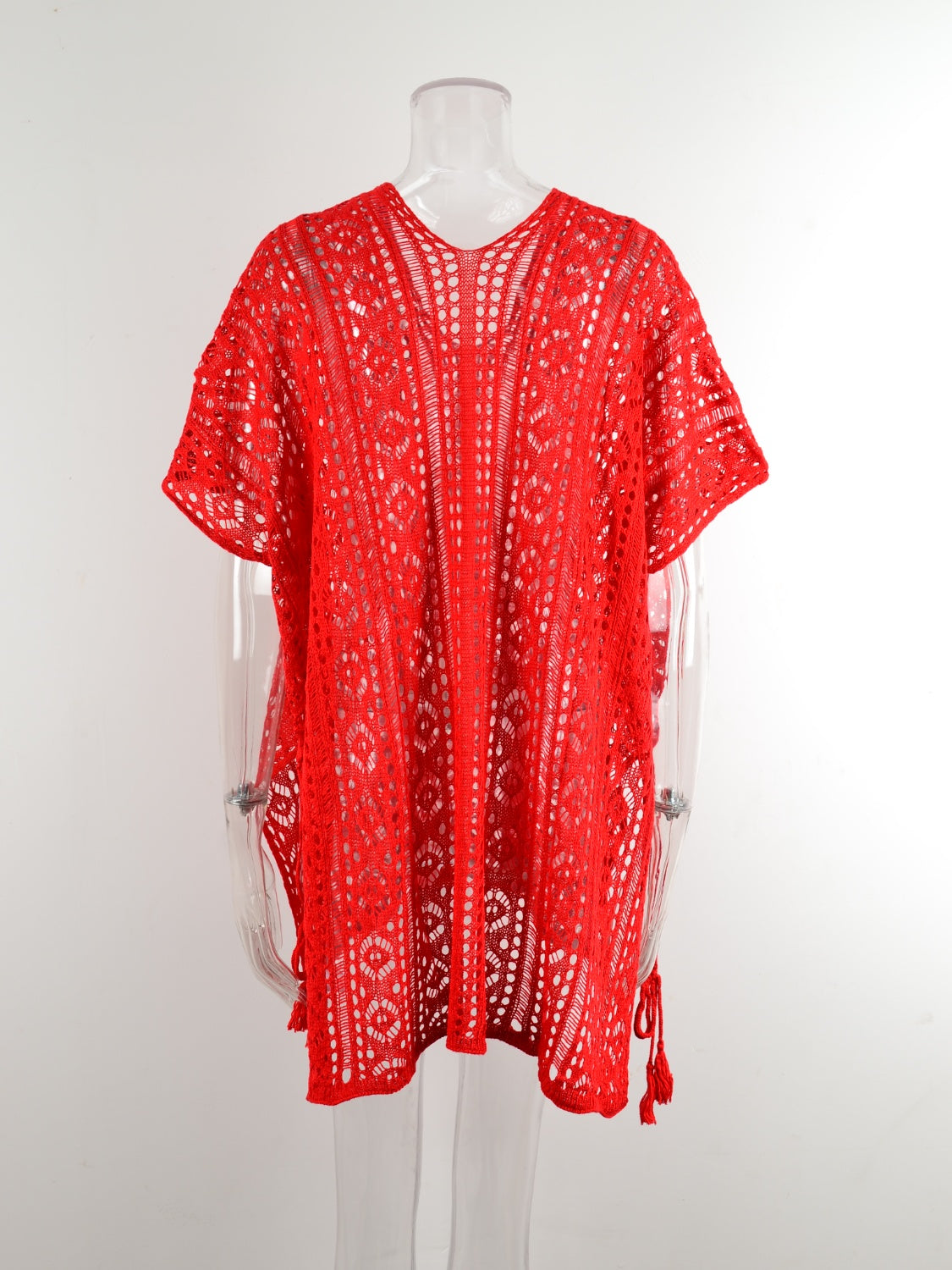 Cutout V-Neck Cover-Up with Tassel – product image 15