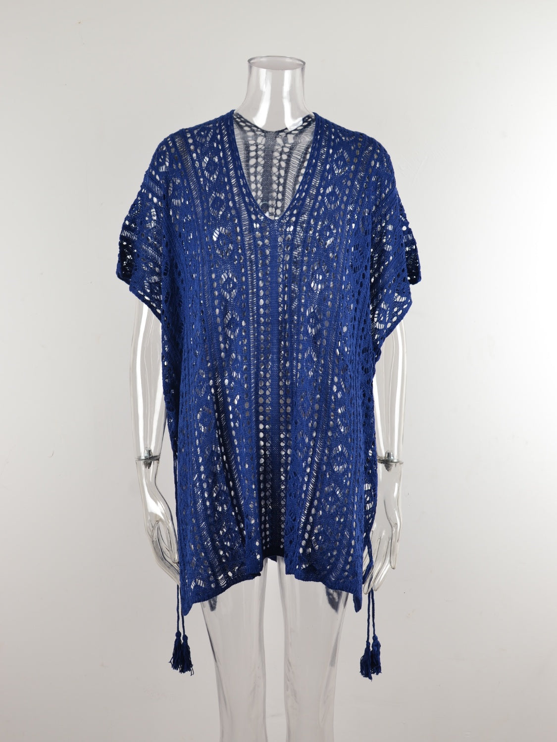 Cutout V-Neck Cover-Up with Tassel – product image 8