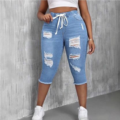 Womens Slimming Ripped Plus-Size Jeans