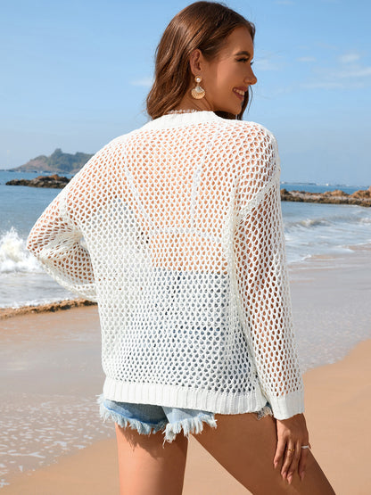 Heart Openwork Long Sleeve Cover-Up – product image 11