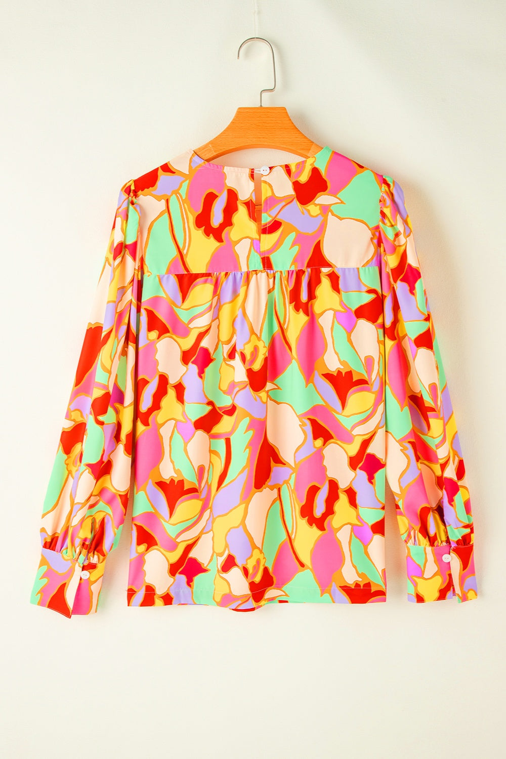 Contrast Print Round Neck Long Sleeve Blouse – product image 3