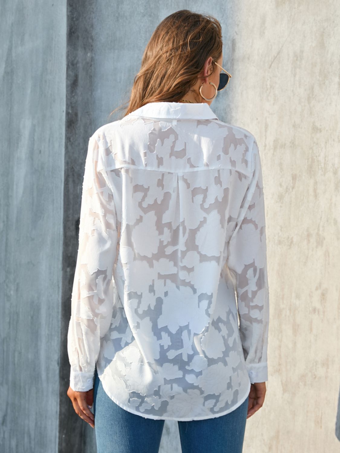 Full Size Collared Neck Long Sleeve Shirt Plus Size – product image 5