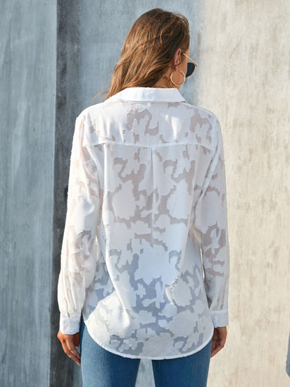 Full Size Collared Neck Long Sleeve Shirt Plus Size – product image 5