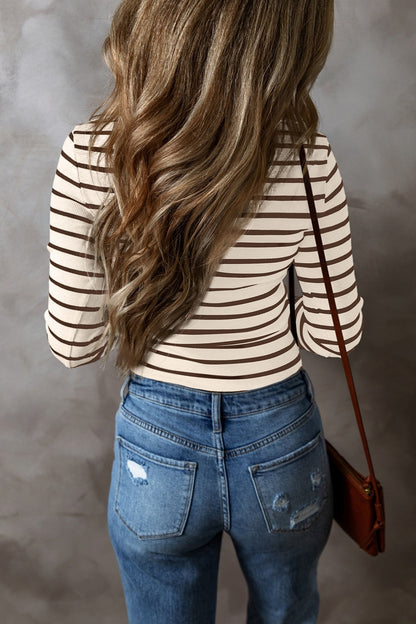 Striped V-Neck Long Sleeve Top – product image 6