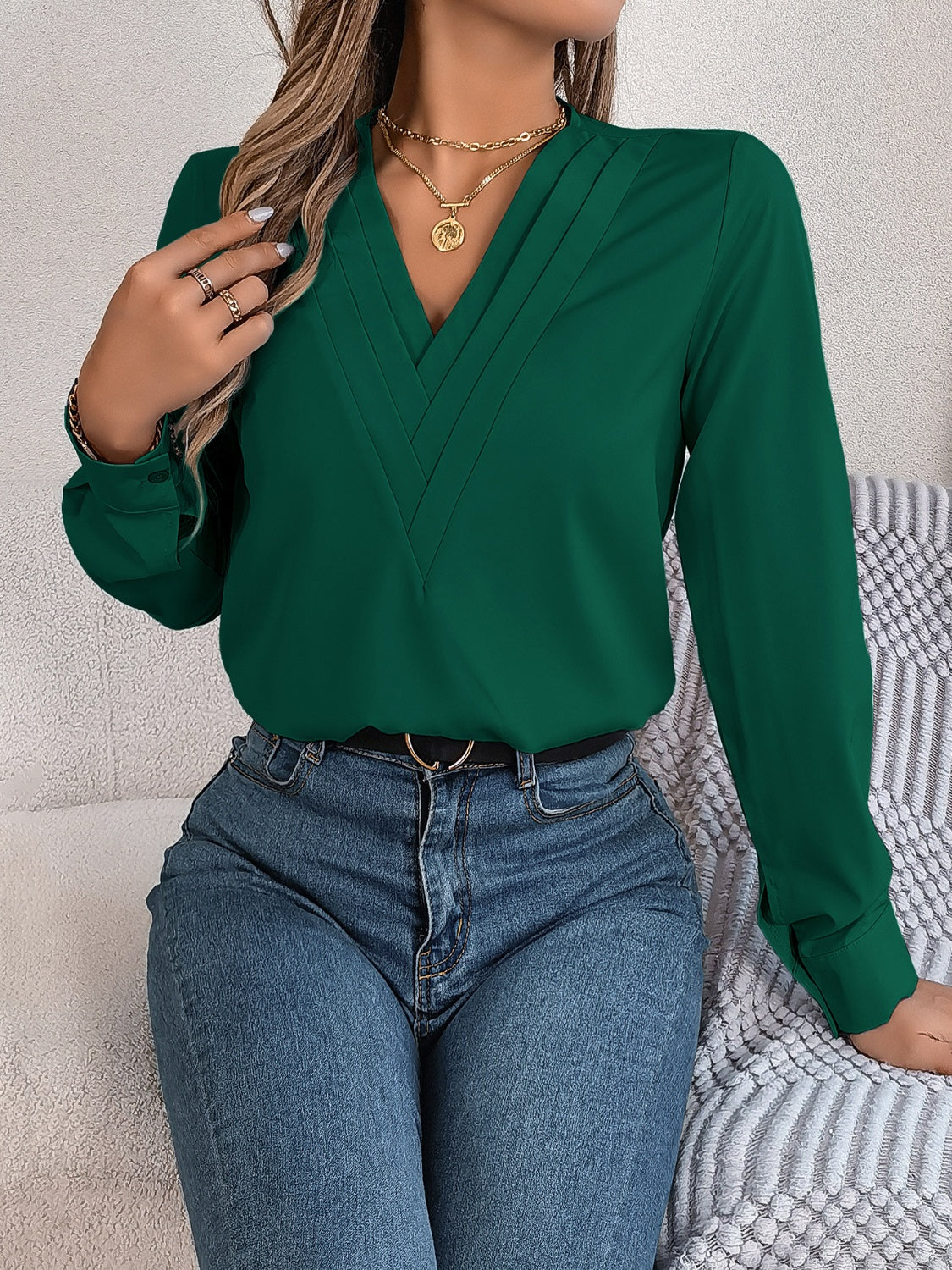 V-Neck Long Sleeve Blouse – product image 21