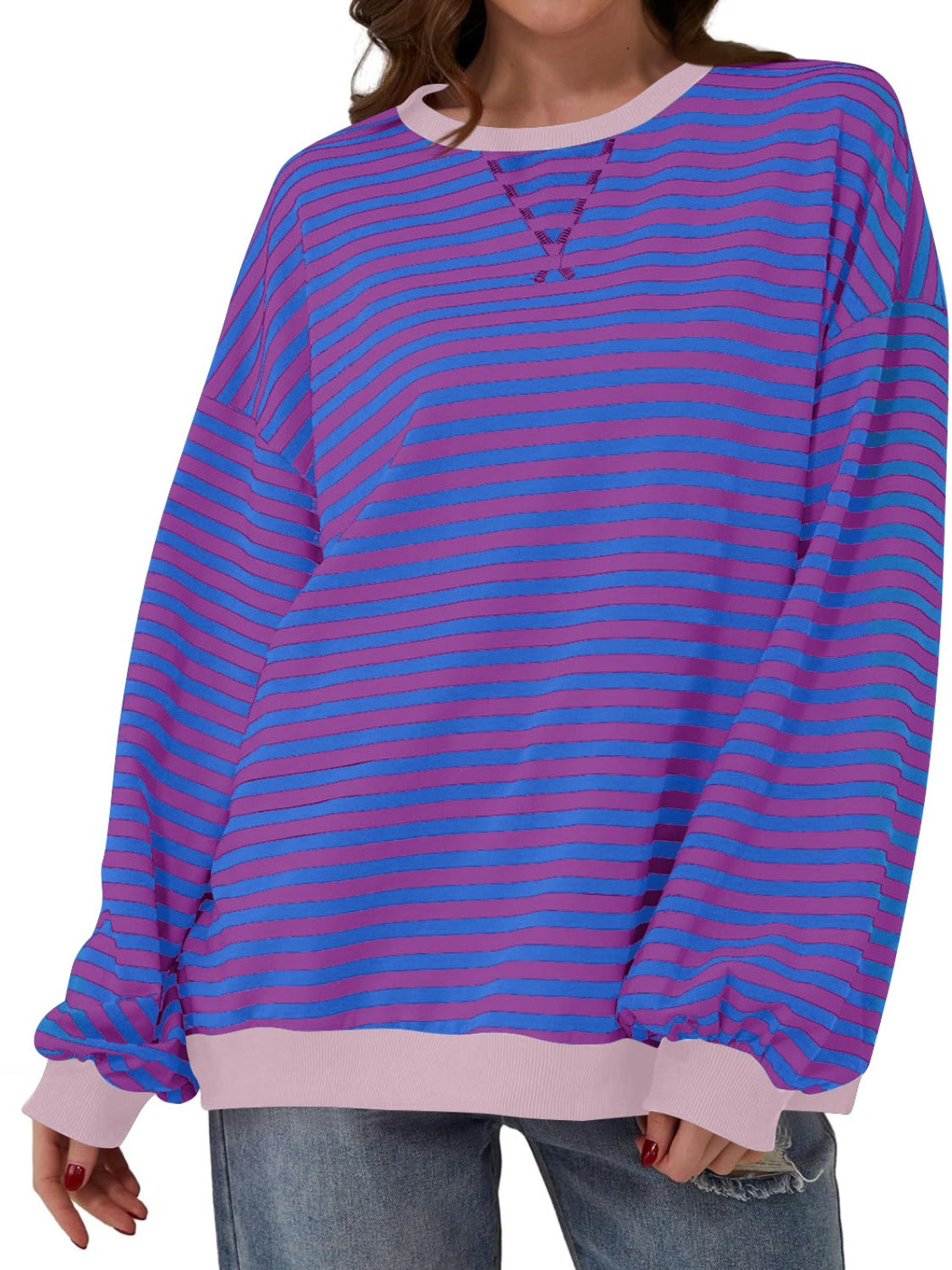 Contrast Striped Long Sleeve Sweatshirt – product image 9