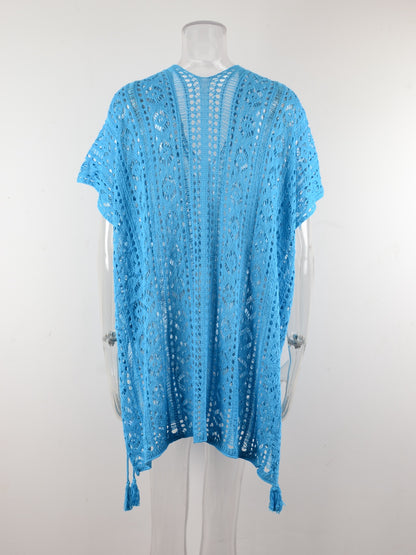 Cutout V-Neck Cover-Up with Tassel – product image 18