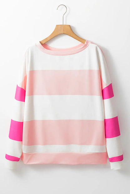 Contrast Color Block Round Neck Long Sleeve Top – product image 3