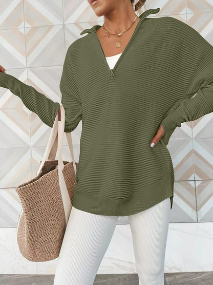 Half Zip Long Sleeve Knit Top – product image 19
