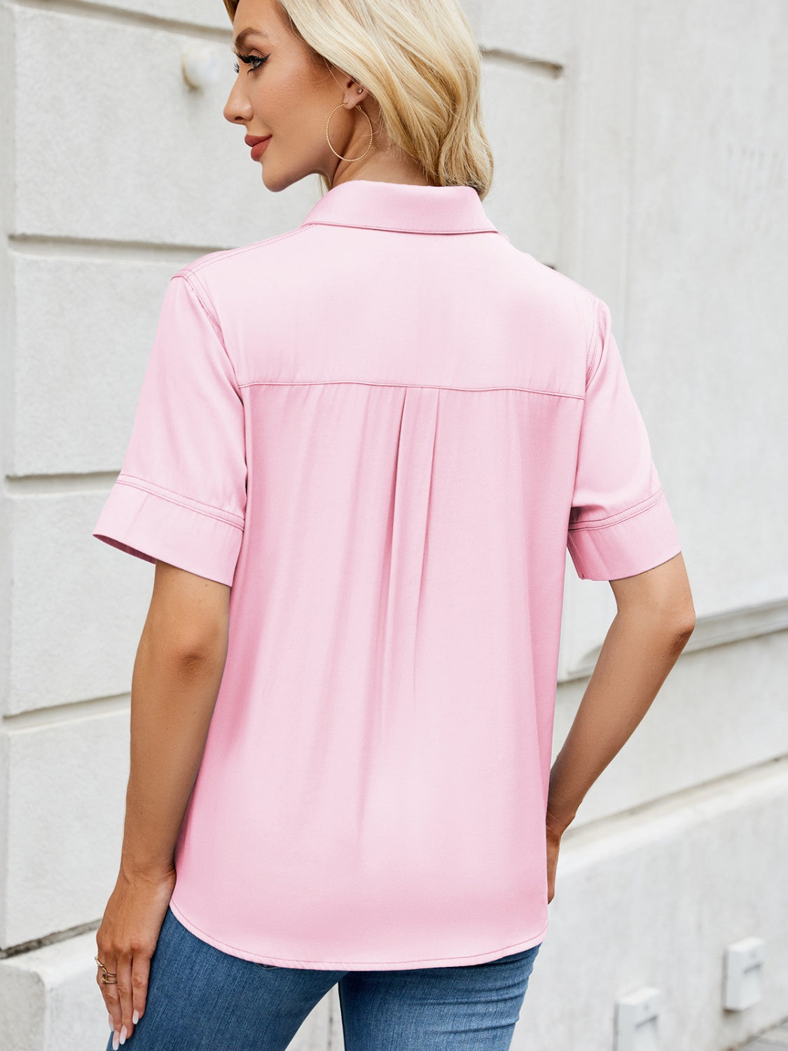 Collared Neck Short Sleeve Shirt – product image 17