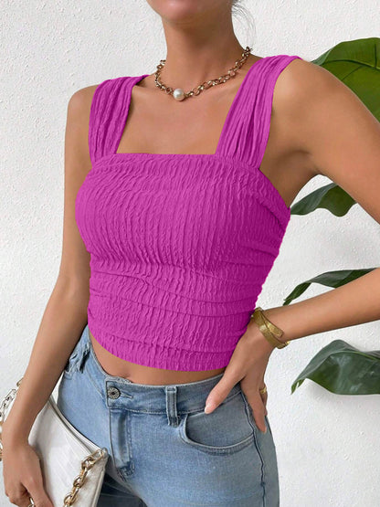 Textured Square Neck Wide Strap Tank – product image 18