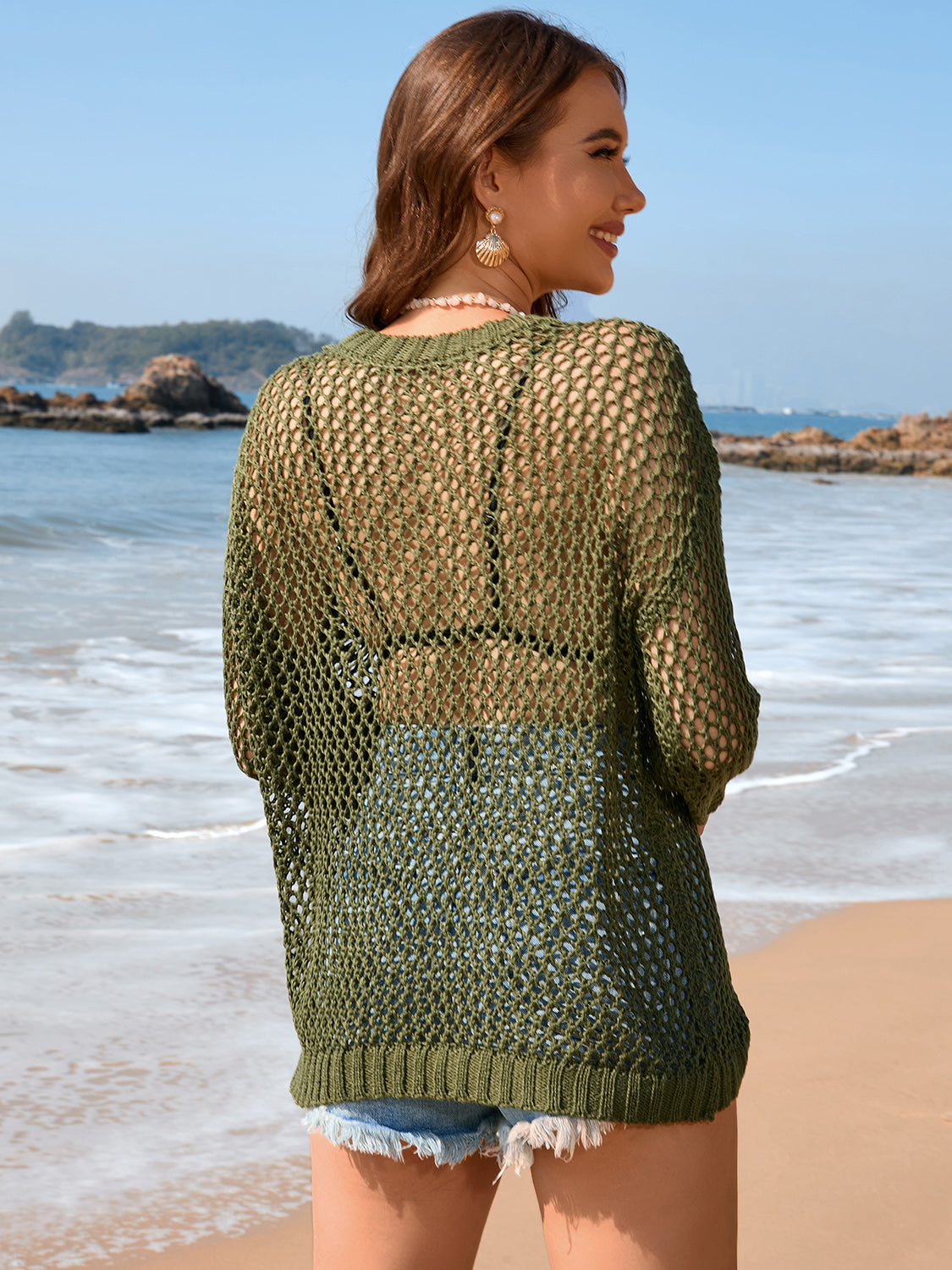 Heart Openwork Long Sleeve Cover-Up – product image 14