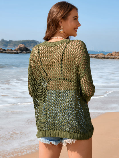 Heart Openwork Long Sleeve Cover-Up – product image 14