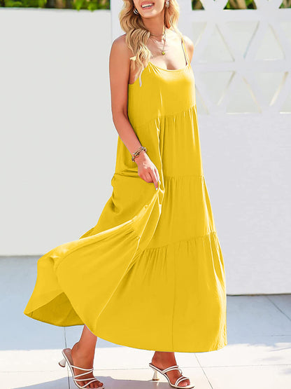 Full Size Ruched Tiered Spaghetti Strap Dress – product image 9