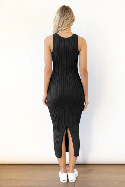 Slit Ribbed Round Neck Sleeveless Dress – product image 12