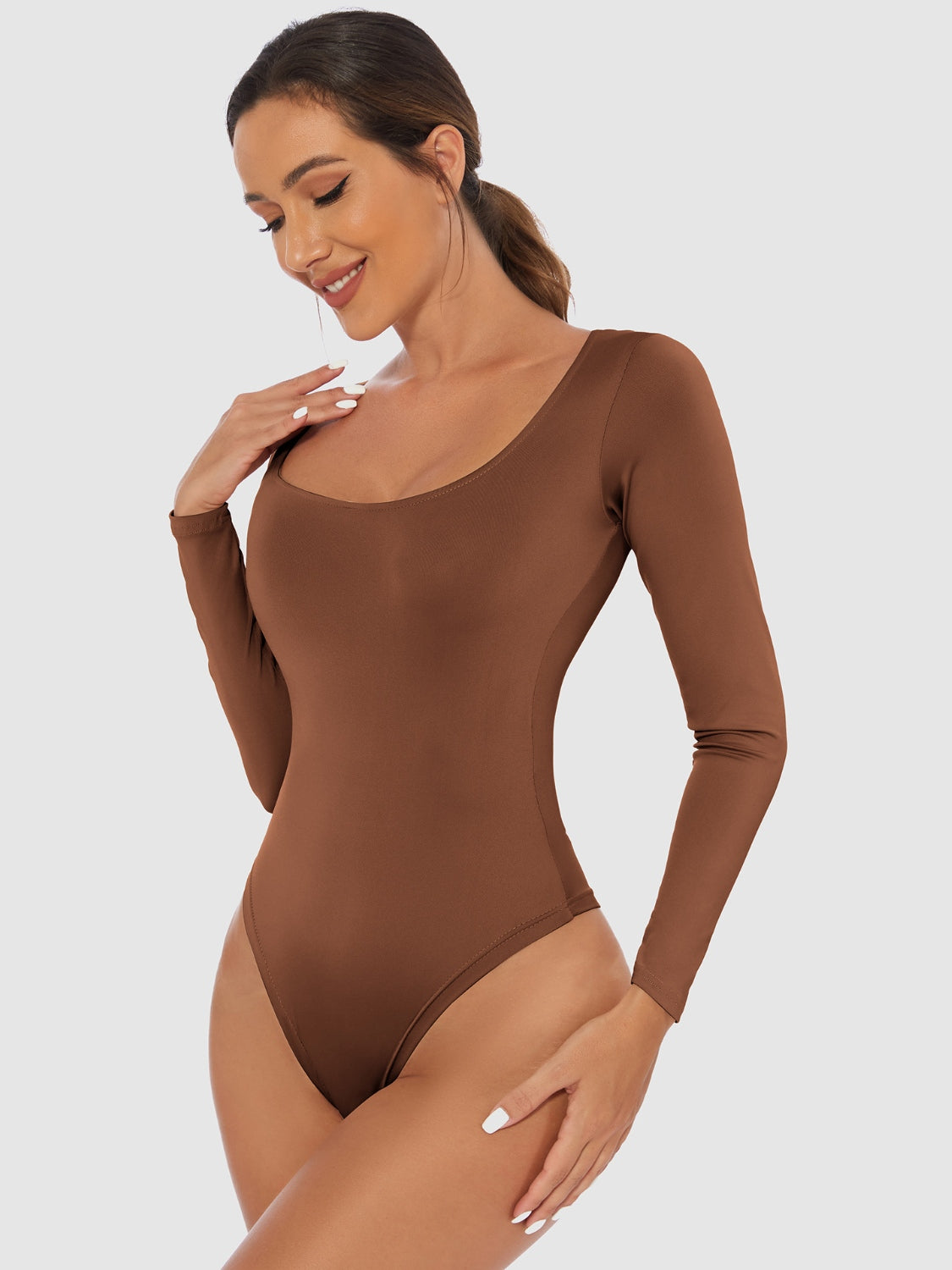 Full Size Scoop Neck Long Sleeve Bodysuit – product image 8