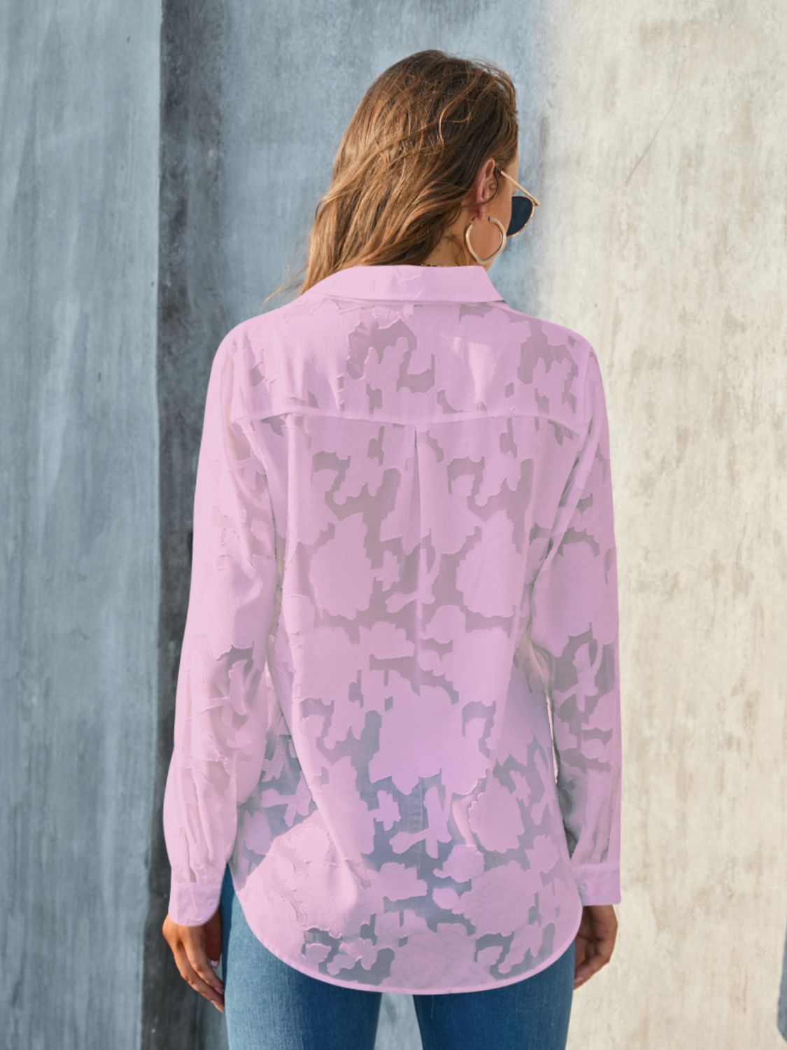 Full Size Collared Neck Long Sleeve Shirt Plus Size – product image 14
