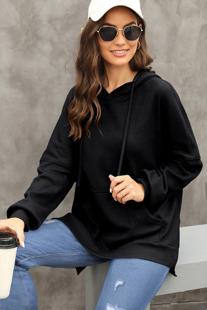 Waffle-Knit Long Sleeve Hoodie – product image 2