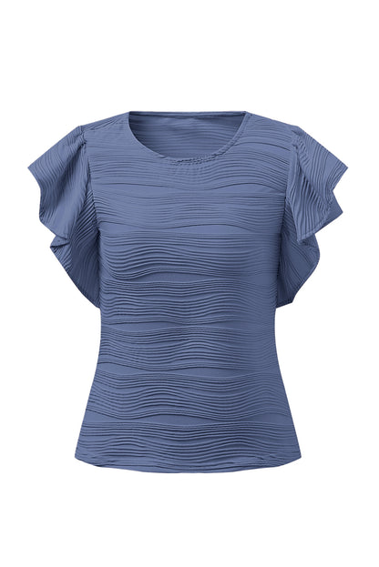 Textured Round Neck Cap Sleeve Top – product image 4