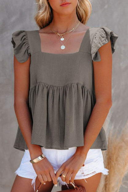 Full Size Ruffled Square Neck Cap Sleeve Blouse – product image 13