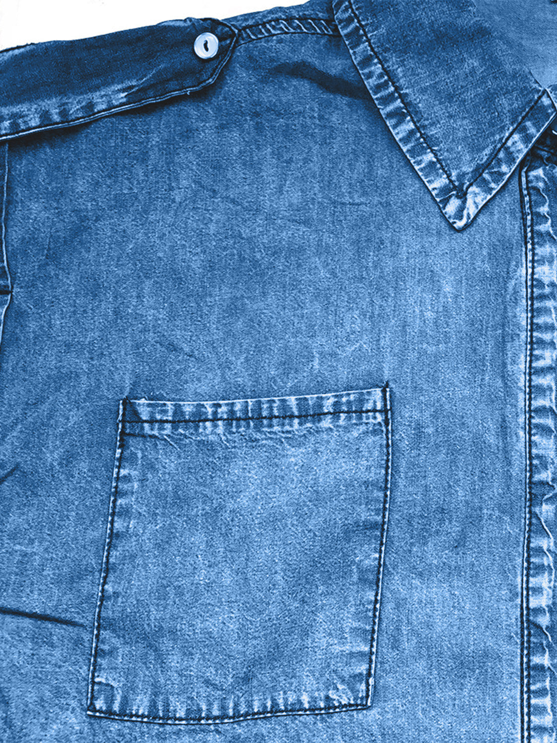 Collared Neck Cap Sleeve Denim Top – product image 3