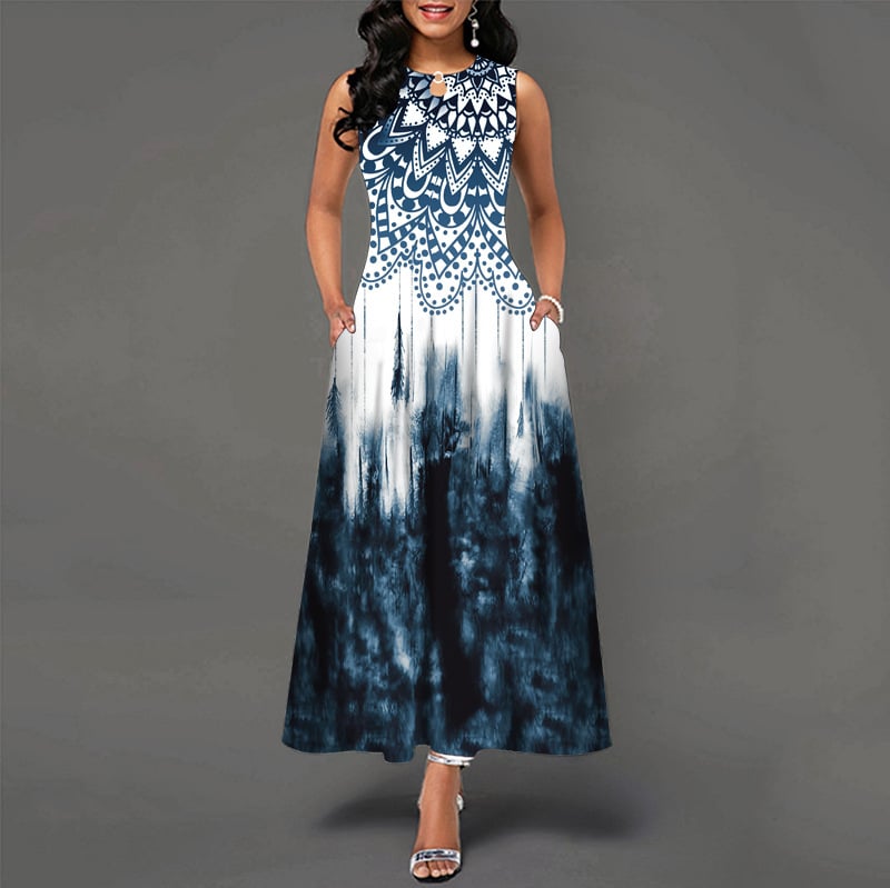 Black and White Floral Print Maxi Dress