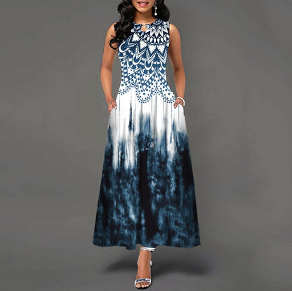 Black and White Floral Print Maxi Dress