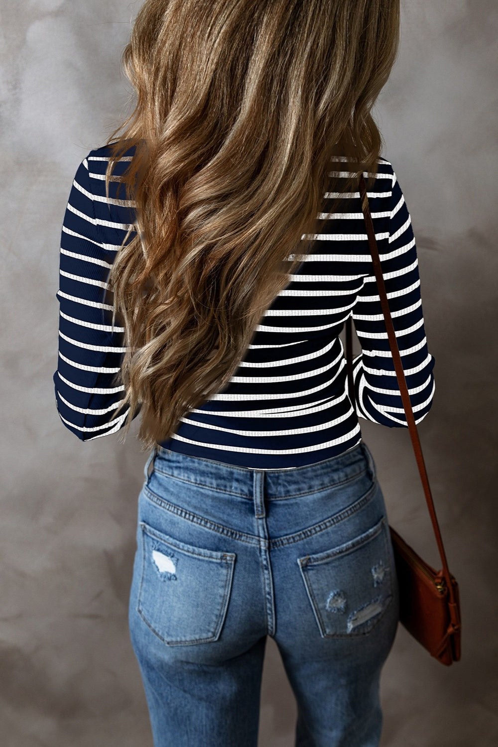 Striped V-Neck Long Sleeve Top – product image 18