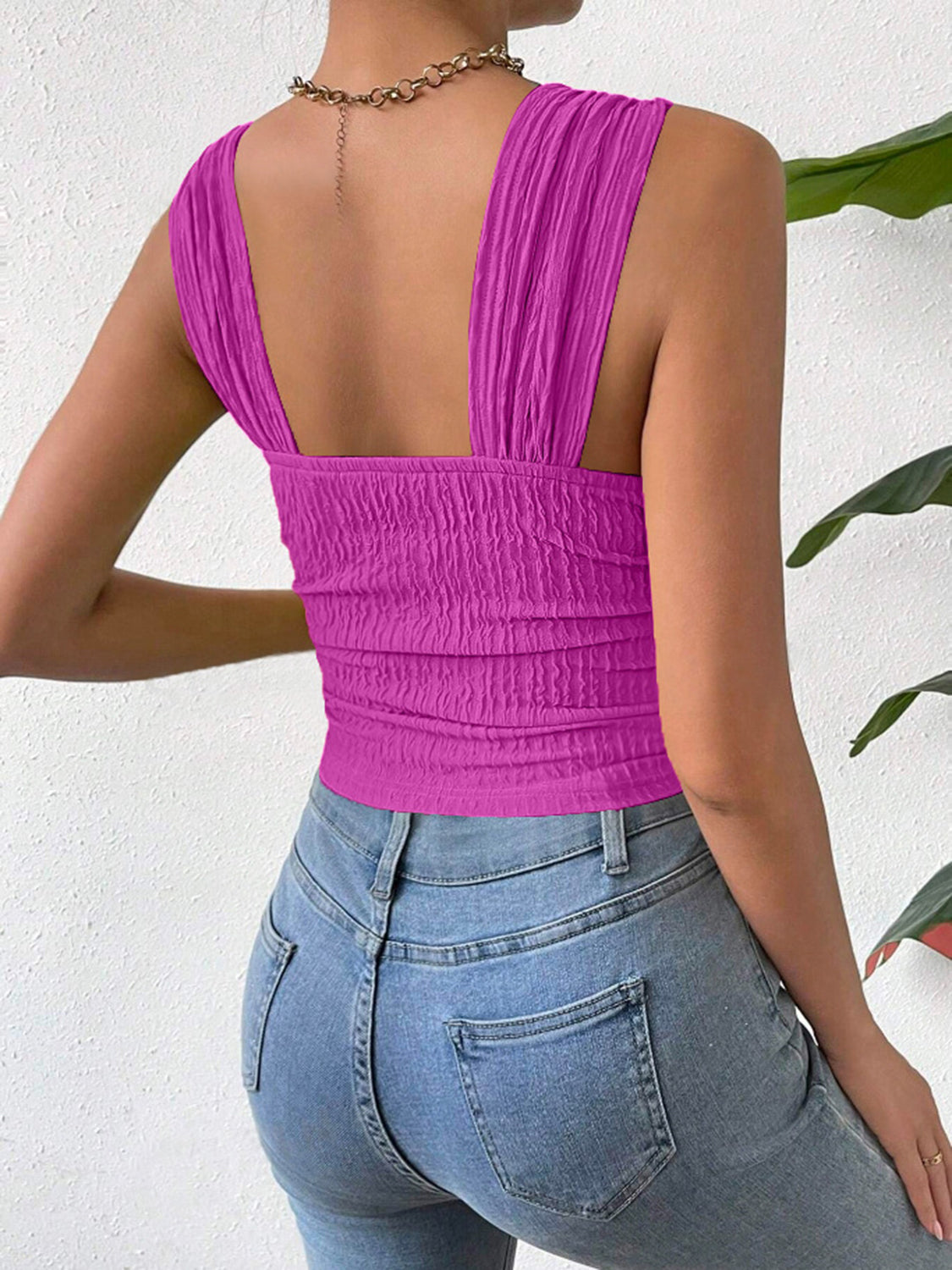 Textured Square Neck Wide Strap Tank – product image 20