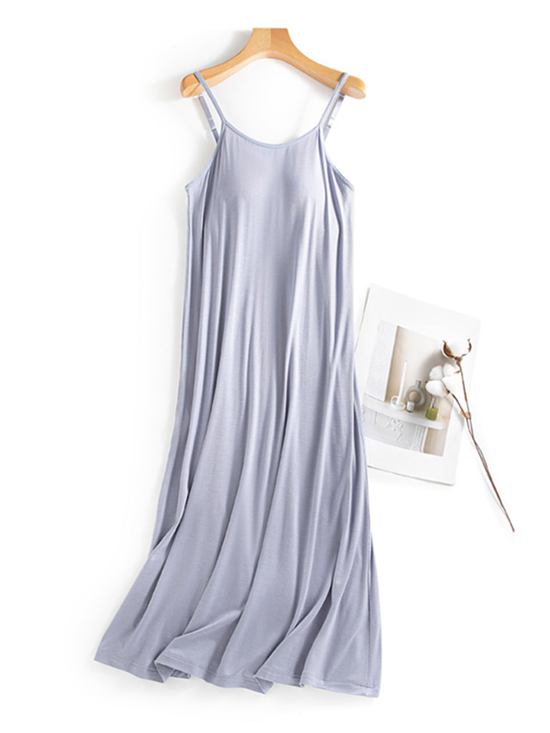 Scoop Neck Midi Cami Dress with Bra – product image 1
