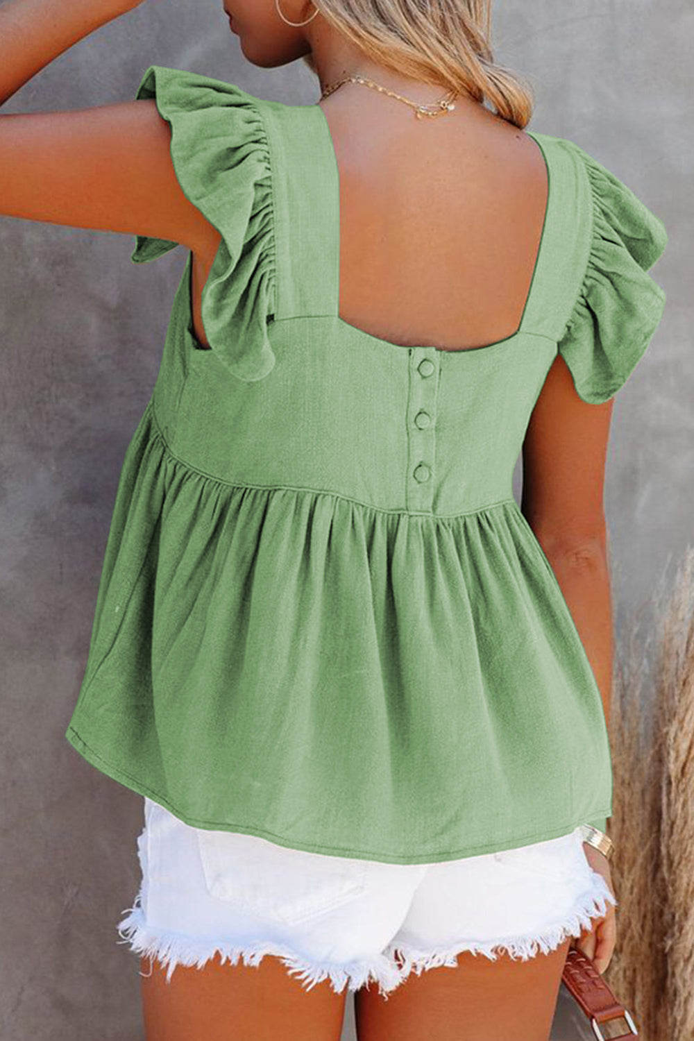 Full Size Ruffled Square Neck Cap Sleeve Blouse – product image 19