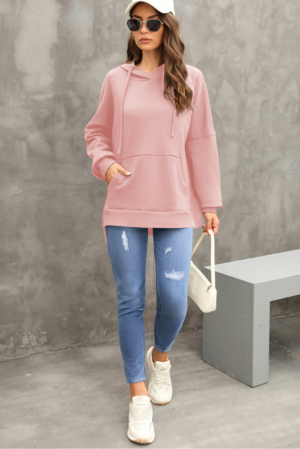 Waffle-Knit Long Sleeve Hoodie – product image 8