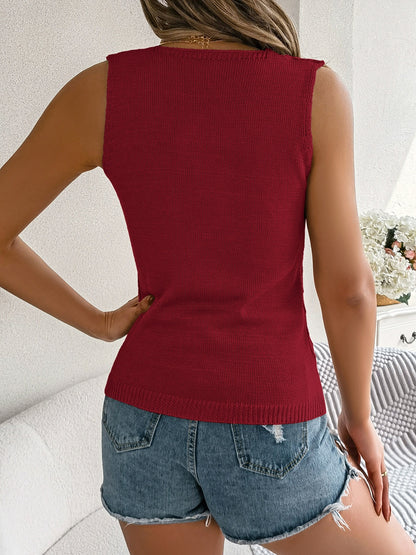 Openwork V-Neck Knit Vest – product image 7