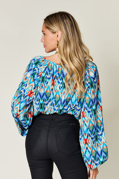 Double Take Full Size Printed Balloon Sleeve Blouse – product image 19