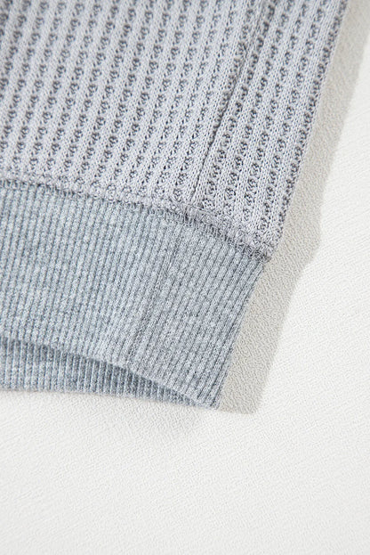 Waffle-Knit Round Neck Long Sleeve Top – product image 6