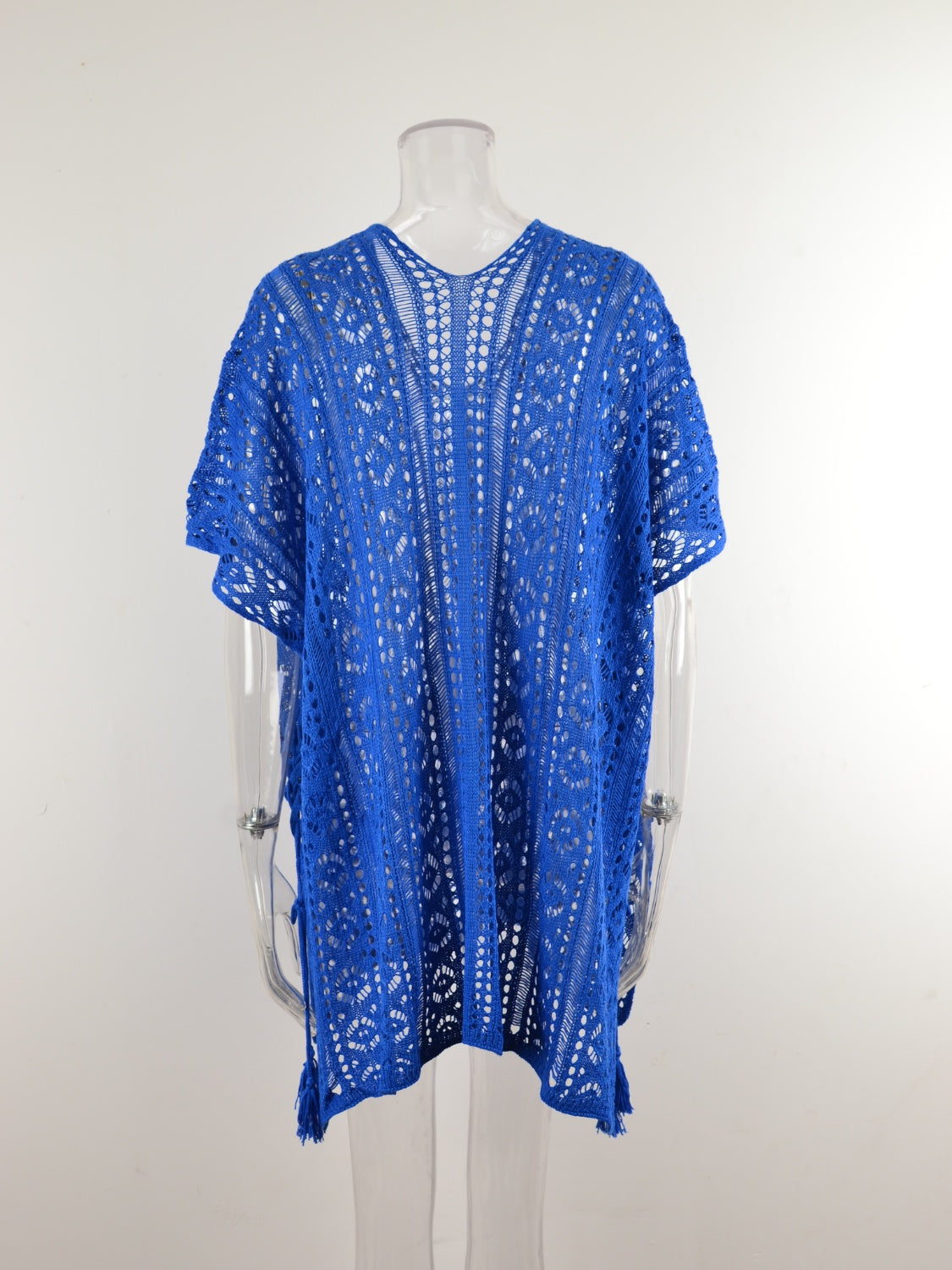 Cutout V-Neck Cover-Up with Tassel – product image 26